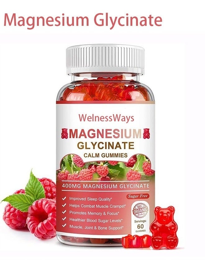 Magnesium Glycinate Chelate Supplement | 400 mg per Gummy | with Organic Vegetables | for Sleep, Calm, Muscle Cramp Relief | Gluten-Free, Non-GMO | 60 Gummies - Image 1