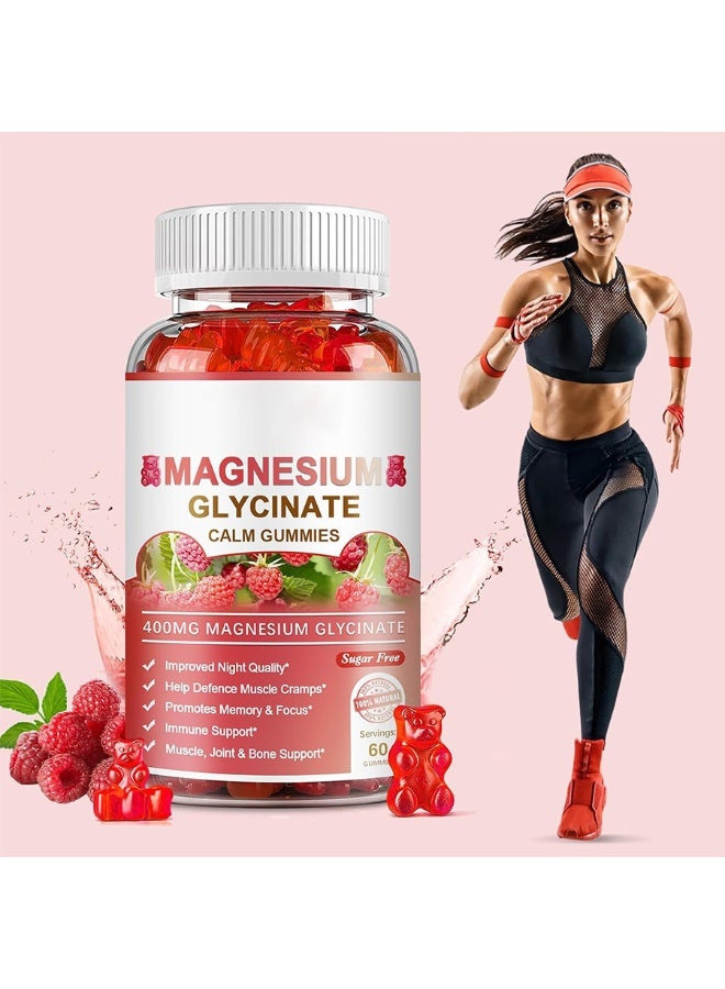 Magnesium Glycinate Chelate Supplement | 400 mg per Gummy | with Organic Vegetables | for Sleep, Calm, Muscle Cramp Relief | Gluten-Free, Non-GMO | 60 Gummies - Image 5