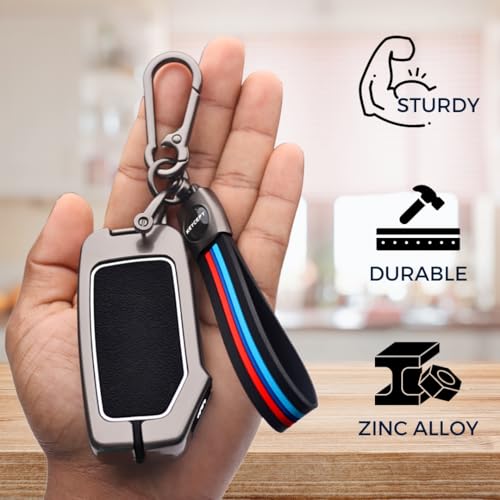 KEYCEPT Metal Alloy Key Cover Compatible for Kia Seltos 2024 2023 Facelift HTX | Sonet Facelift | Carens X Line 4 Button Smart Key with Keychain (Long Keychain). - Image 4
