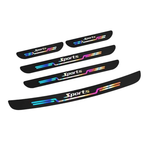 Hugwits 5 PCS Car Door Sill Trunk Protector Trim Fashion Laser Sport Car Door Sill Decor Sticker SelfAdhesive WearResistant Waterproof Auto Threshold Decal Universal for Most Cars - Image 1