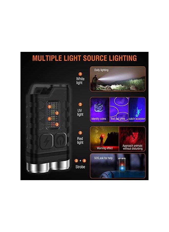 PROMASS promass V3 Small Powerful EDC Flashlight with Red UV Blue Light -Super Bright 900LM Rechargeable Mini Pocket LED Keychain Flash Light - 10 Mode, USB-C, IP65 Waterproof, Magnet, Black  - Image 3
