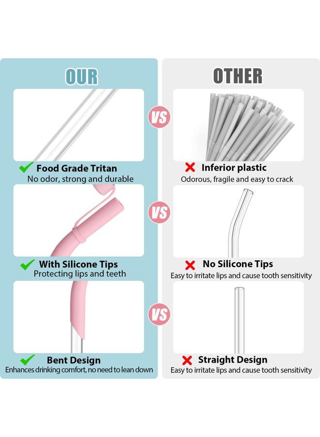 Ullnosoo Reusable Tritan Straws with Silicone Tips 8 Pack, 11.8" BPA Free Drinking Straws Compatible with Stanley 40 oz 30 oz up Tumblers with Cleaning Brush, Dust-Proof Cover Cap for Car Travel Office Home - Image 3