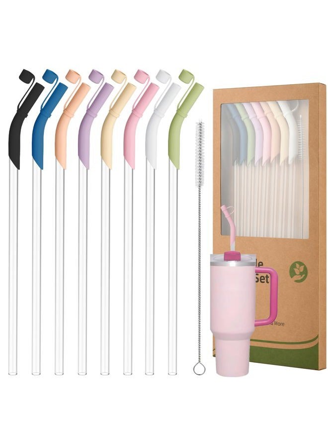 Ullnosoo Reusable Tritan Straws with Silicone Tips 8 Pack, 11.8" BPA Free Drinking Straws Compatible with Stanley 40 oz 30 oz up Tumblers with Cleaning Brush, Dust-Proof Cover Cap for Car Travel Office Home - Image 1