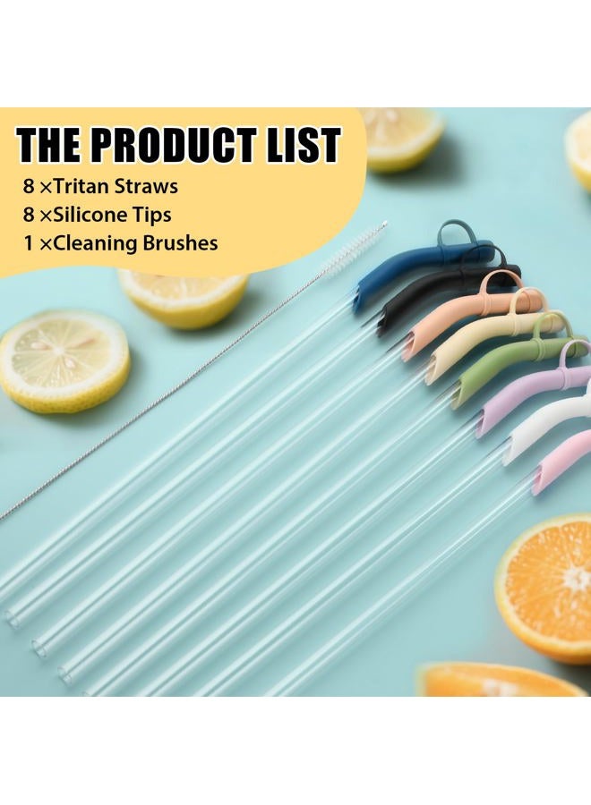 Ullnosoo Reusable Tritan Straws with Silicone Tips 8 Pack, 11.8" BPA Free Drinking Straws Compatible with Stanley 40 oz 30 oz up Tumblers with Cleaning Brush, Dust-Proof Cover Cap for Car Travel Office Home - Image 2