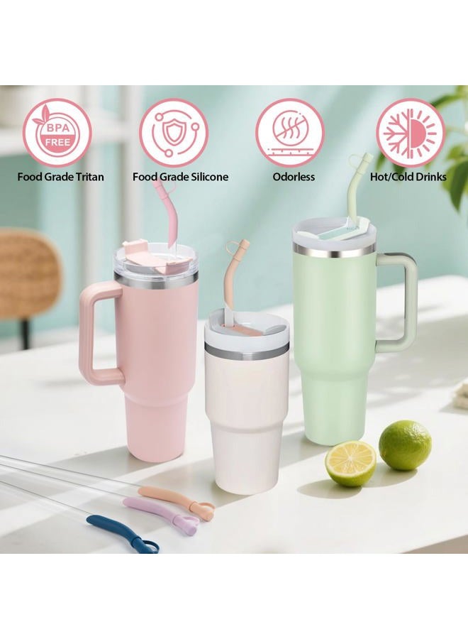 Ullnosoo Reusable Tritan Straws with Silicone Tips 8 Pack, 11.8" BPA Free Drinking Straws Compatible with Stanley 40 oz 30 oz up Tumblers with Cleaning Brush, Dust-Proof Cover Cap for Car Travel Office Home - Image 5