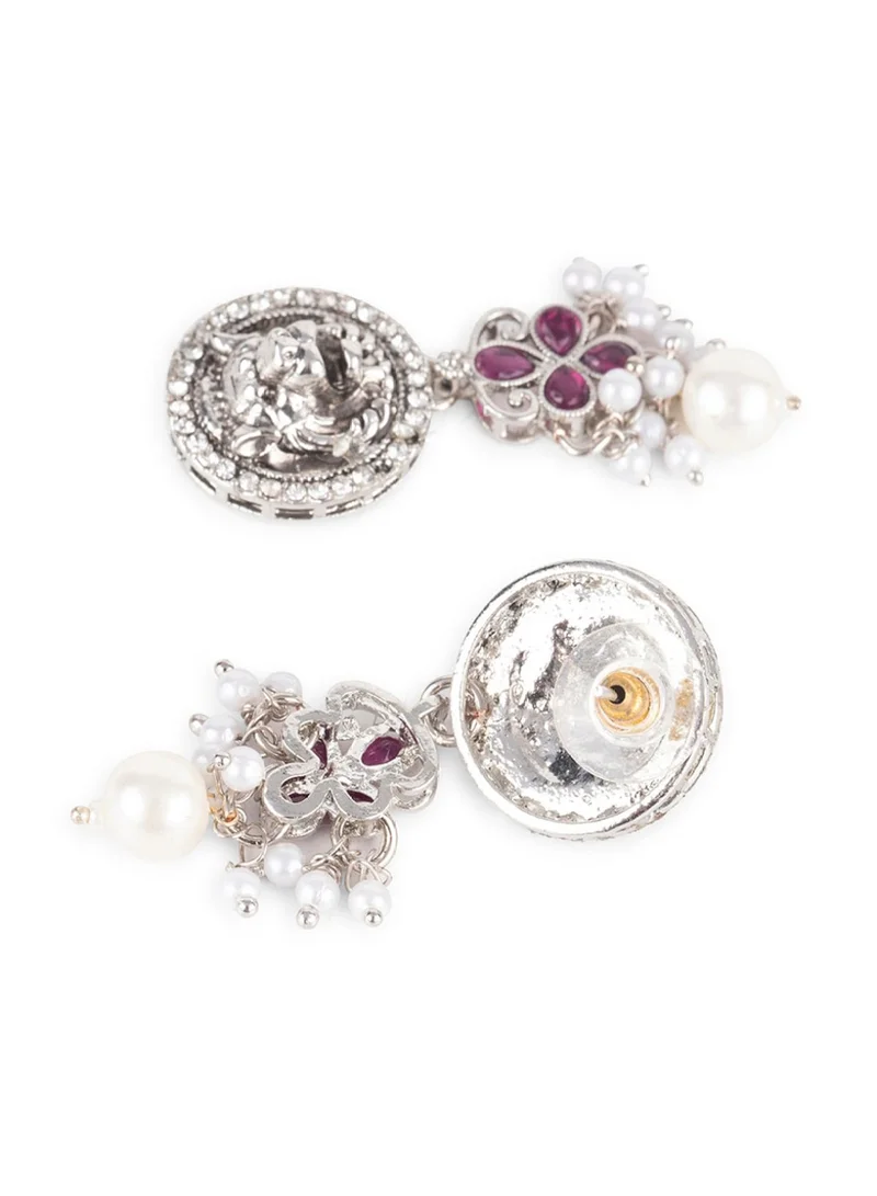 Priyaasi Stone Studded Pearl Beaded Lion Jewellery Set