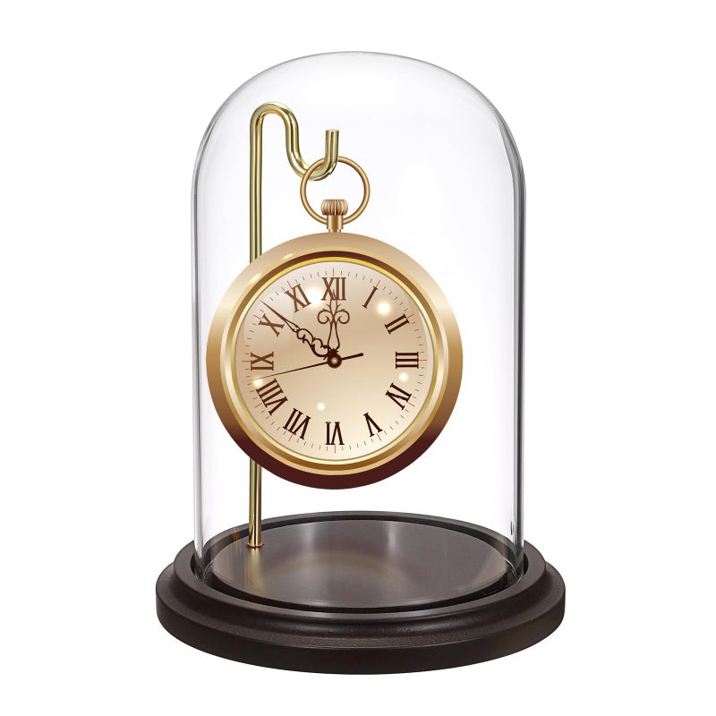 JUXYES Clear Watch Glass Display Dome Cloche With Hook, Dome Cloche with Hook with Wooden Base, Transparent Dome Cloche Bell Terrarium Jar Glass Cloche Bell Jar Display for Watch Ornaments - Image 1