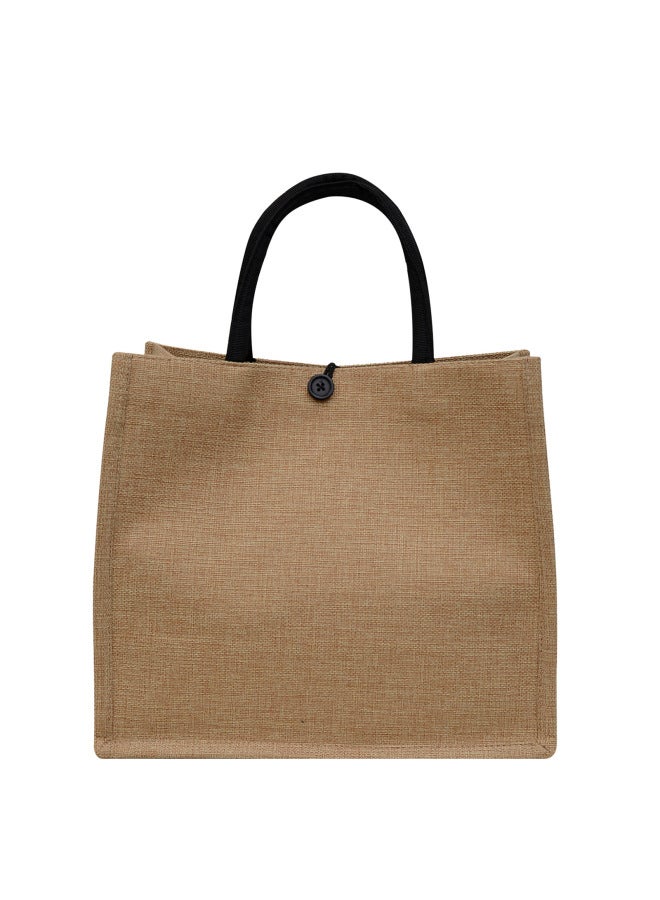 Cotton And Linen Handbag Printed Bento Tote Bag Large Capacity Handbag Letter Printed Women's Bag Wholesale-Color:Style Three  - Image 1