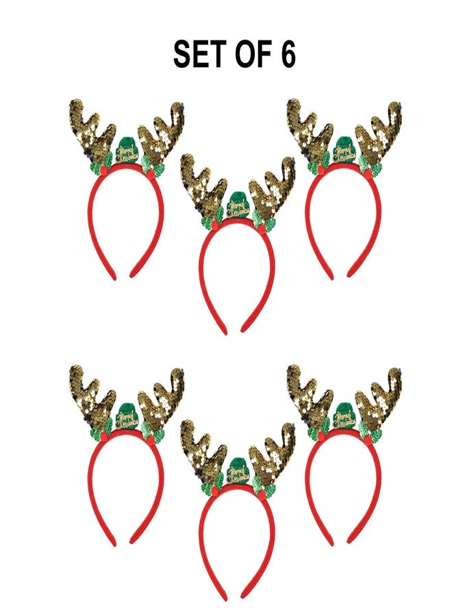 فولي طوق شعر/عصابة رأس بتصميم عيد ميلاد مجيد للأطفال البنات (مجموعة من 6 قطع) - Image 3