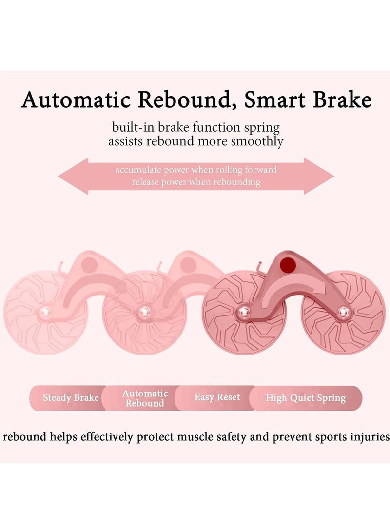 Rock Pow Automatic Rebound Abdominal Wheel Ab Roller Wheel with Timer Elbow Support for Beginners Exercise Double Wheel with Knee Mat Holder for Body Fitness Strength Training Home Gym - Image 2