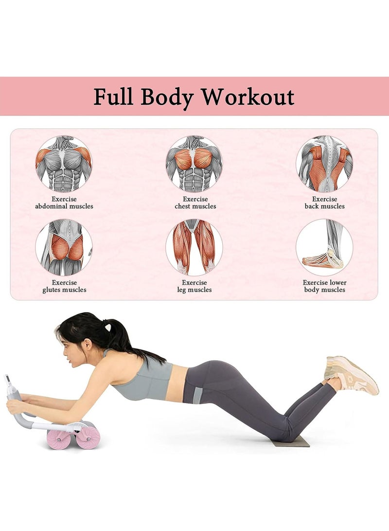 Rock Pow Automatic Rebound Abdominal Wheel Ab Roller Wheel with Timer Elbow Support for Beginners Exercise Double Wheel with Knee Mat Holder for Body Fitness Strength Training Home Gym - Image 5