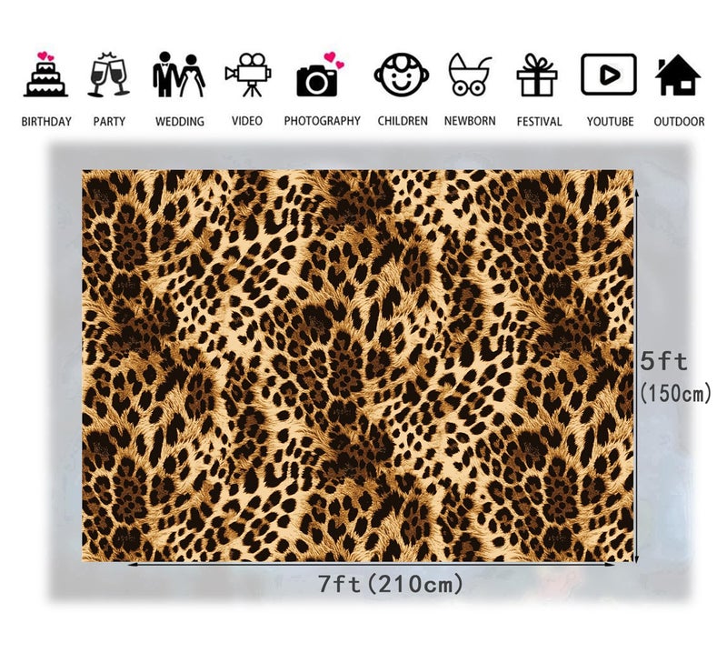 LTLYH 7x5ft Fabric Leopard Print Backdrop Cheetah Backdrop Skin Pattern Cheetah Black Brown Spots Photography Background Cake Table Decorations Photo Booth Studio Props 291 - Image 4