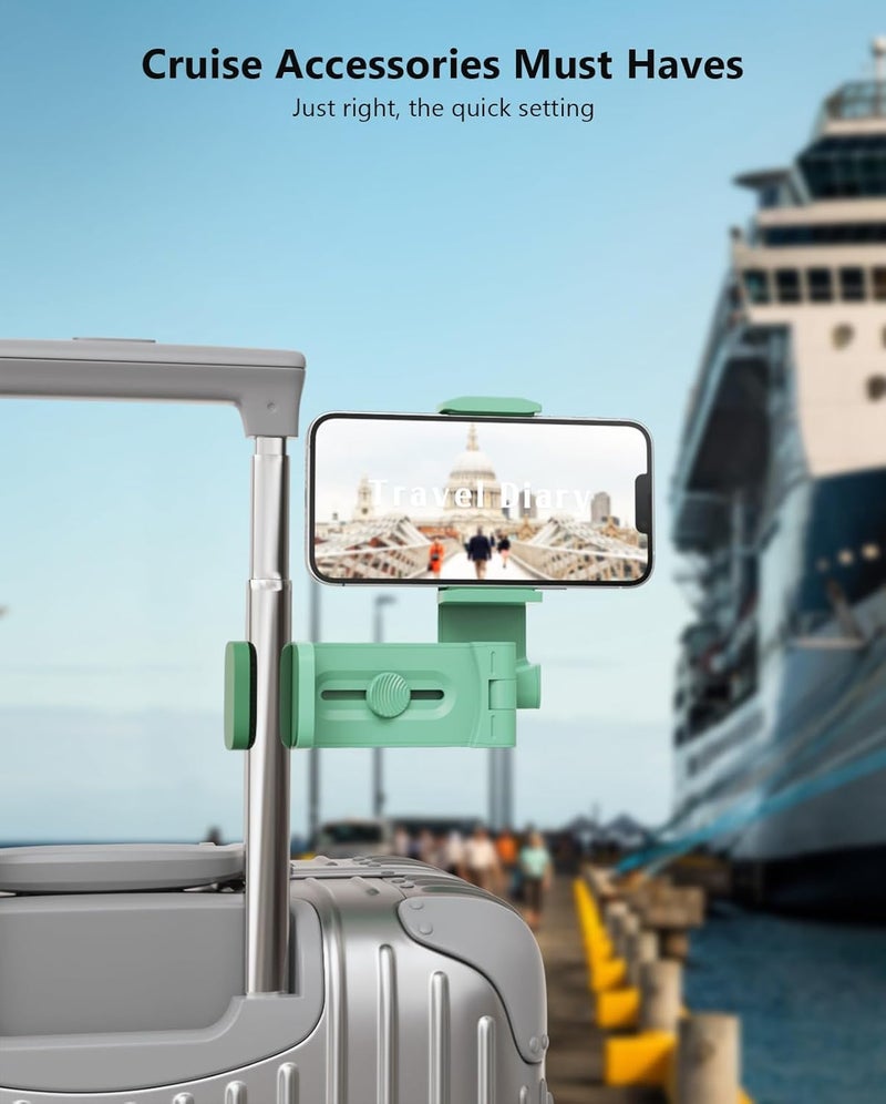 MiiKARE Travel Essentials Airplane Phone Holder, Universal Handsfree Phone Mount for Flying with 360 Degree Rotation, Travel Must Haves Phone Stand for Desk, Tray Table, Green - Image 2