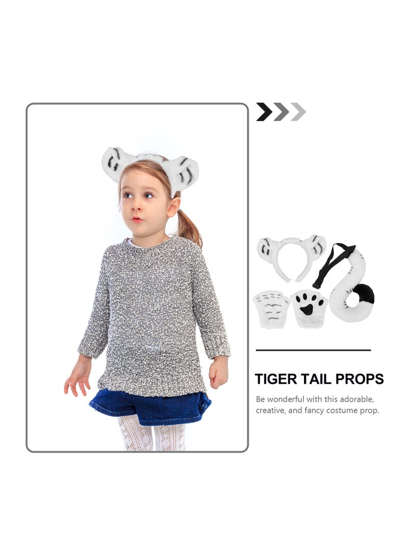 White Tiger Costume Tiger Ear Headband and Tail Set, Animal Cosplay Fancy Costume Kit Accessories for Cosplay Costume Party Decor DIY, Animal Fancy Dress Costume Kit Animal Costume - Image 3