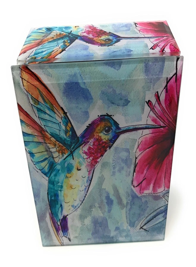 Value Arts Glass Keepsake Jewelry Box (Watercolor Hummingbird I) - Image 2