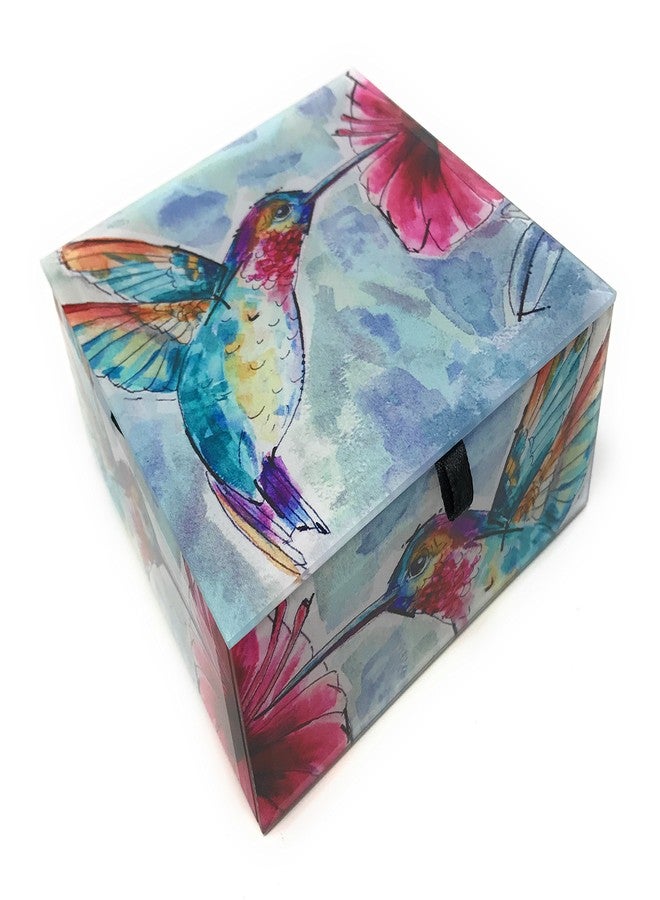Value Arts Glass Keepsake Jewelry Box (Watercolor Hummingbird I) - Image 1