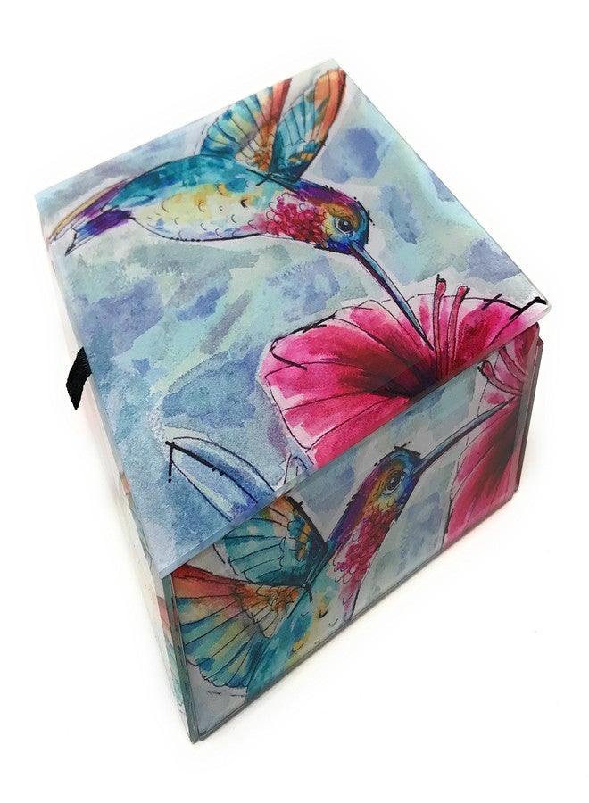 Value Arts Glass Keepsake Jewelry Box (Watercolor Hummingbird I) - Image 3
