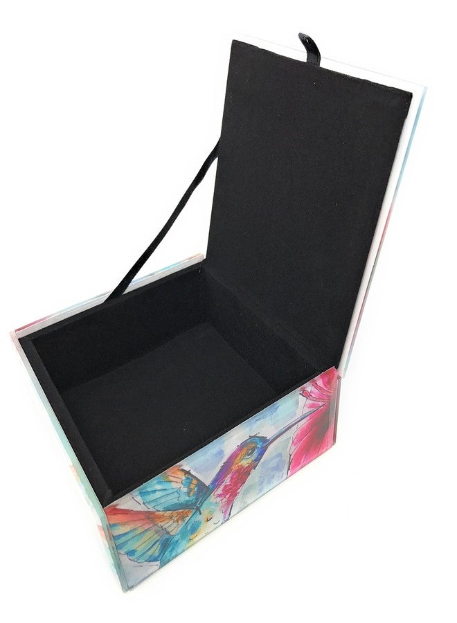 Value Arts Glass Keepsake Jewelry Box (Watercolor Hummingbird I) - Image 4