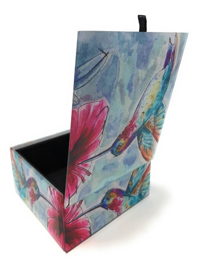 Value Arts Glass Keepsake Jewelry Box (Watercolor Hummingbird I) - Image 5