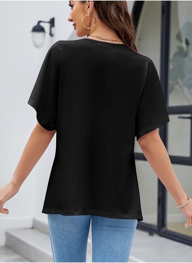 LIOFOER - Women's Open Front Cardigan Lightweight Shawl Batwing Short Sleeve Casual Shrug - Image 1