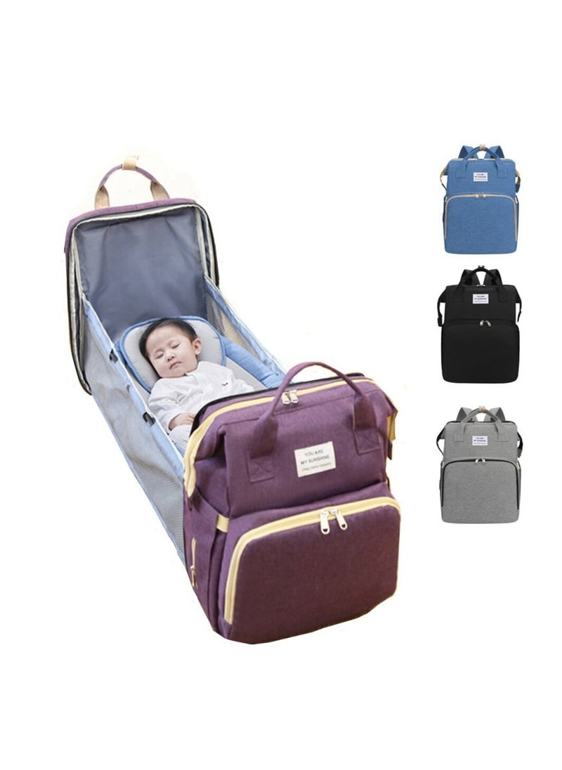 Generic - A 3-in-1 children's bed bag to carry all the child's personal belongings, with a large capacity, a USB port, a spare mattress, and a bed for easy sleeping of the child outside the home (blue) - Image 1