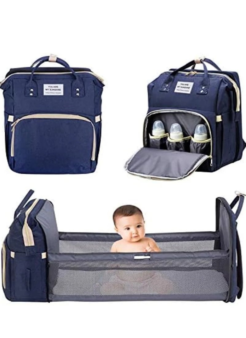 Generic - A 3-in-1 children's bed bag to carry all the child's personal belongings, with a large capacity, a USB port, a spare mattress, and a bed for easy sleeping of the child outside the home (blue) - Image 1