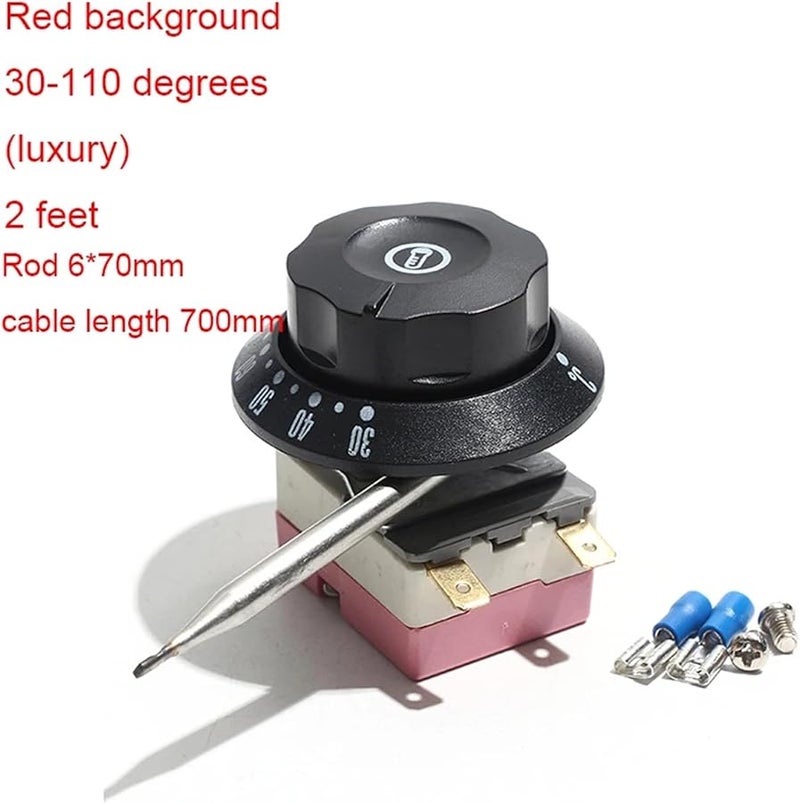Red 30 110 Degree Knob Temperature Control Automatic Thermostat Switch Adjustable Mechanical - Image 2