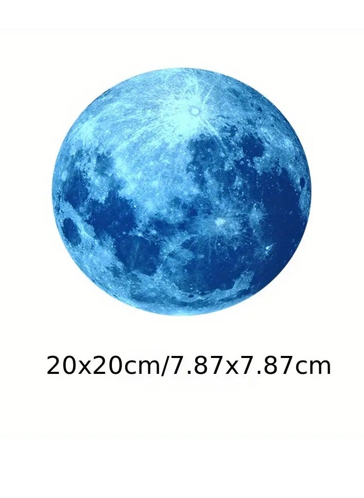 PAMEER Luminous Wall Sticker, 3D Moon Stickers, Glow In The Dark Home Decals Wallpaper, For Adults Kids Boy and Girl Living Room/ Bedroom Decoration, Blue  - Image 4