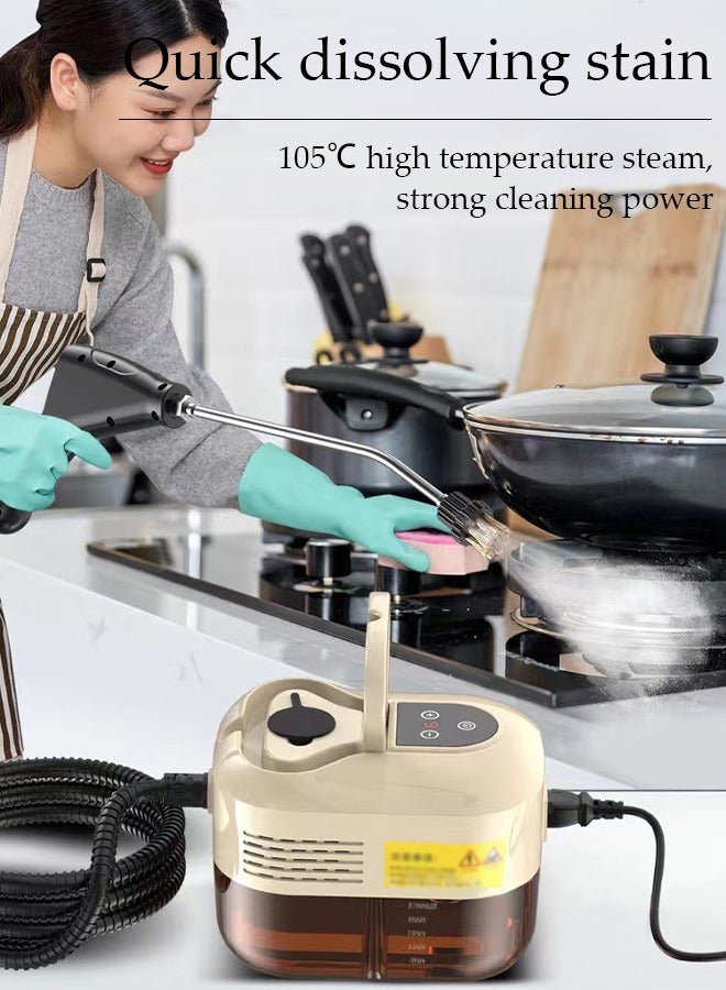DUNISO Portable steam cleaning machine, 1500W high temperature pressurized household steam cleaning machine. Equipped with four brush heads, suitable for kitchen, bathroom, car - Image 1
