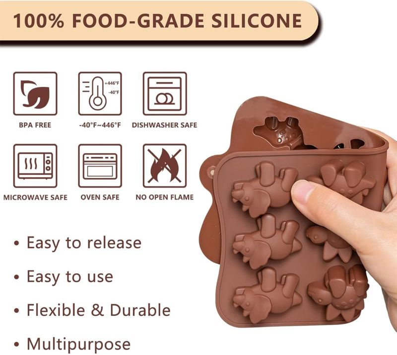 Silicone Chocolate Molds 4-Pack Chocolate Color Food-Grade Silicone - Easy Release Reusable Candy Molds for DIY Candy Making Cake Decoration - Image 3