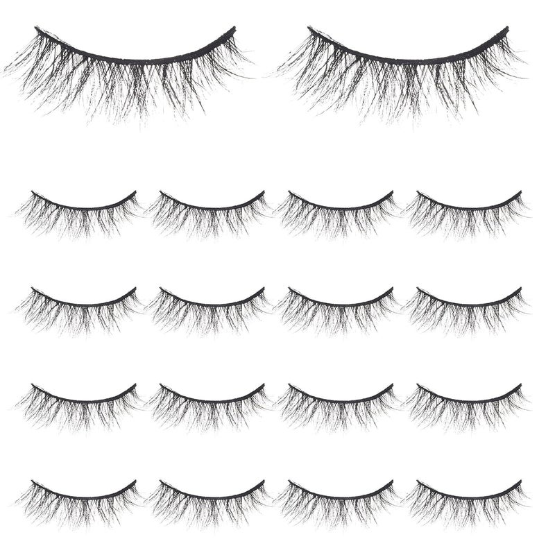 20 زوجًا من الرموش الصناعية المتعددة الطبقات والمجعدة، من نوع "Bulk Lash Strips"، مصنوعة يدويًا وملونة، بحجم خفيف وكثافة عالية، مناسبة للمكياج والاستخدام اليومي. - Image 1