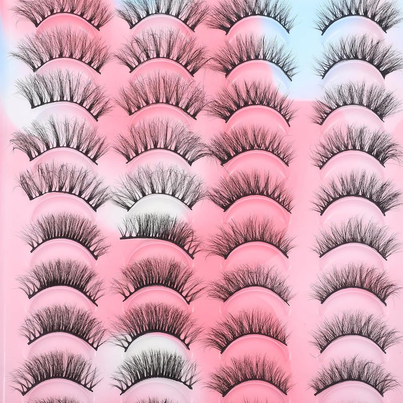 20 زوجًا من الرموش الصناعية المتعددة الطبقات والمجعدة، من نوع "Bulk Lash Strips"، مصنوعة يدويًا وملونة، بحجم خفيف وكثافة عالية، مناسبة للمكياج والاستخدام اليومي. - Image 5