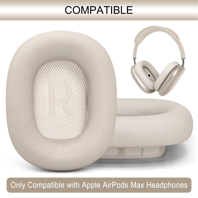 GEVO Upgraded Ear Cushions Replacement Earpads for 2024 New Apple AirPods Max Headphones, Protein Leather Ear Pads Cover with Memory Foam and Magnet for AirPods Max Fresh Color (Starlight) - Image 2