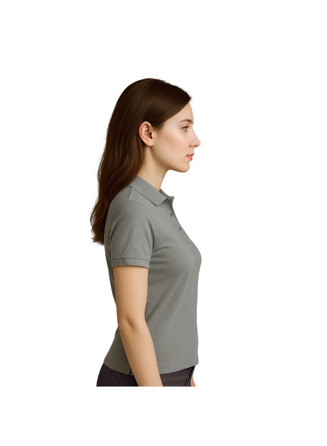 برينت شوب فور مي تي شيرت بولو جولف نسائي بقصّة عادية وأكمام قصيرة من القطن الخالص، 220 جرام لكل متر مربع، ألوان أساسية - Image 4