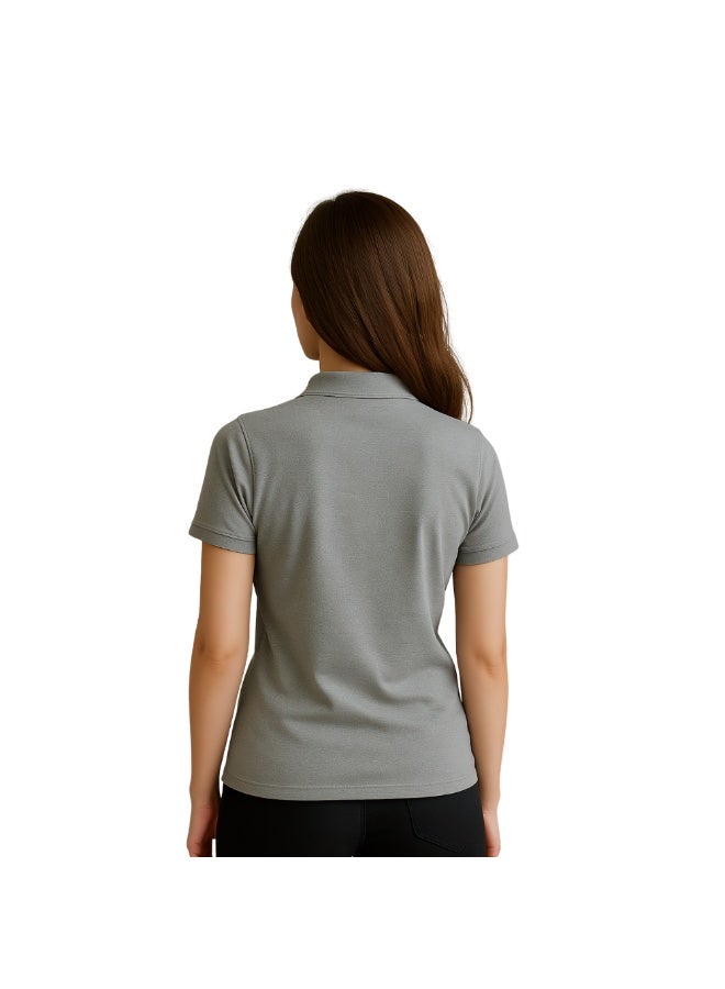 برينت شوب فور مي تي شيرت بولو جولف نسائي بقصّة عادية وأكمام قصيرة من القطن الخالص، 220 جرام لكل متر مربع، ألوان أساسية - Image 5