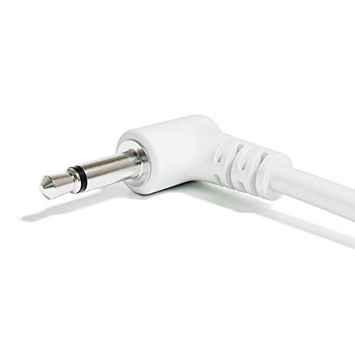 ExcelValley - 5-Pack - Right Angle Mono Modular Patch Cables - 3.5mm 1/8" Eurorack Synthesizer [White | 30 cm - 11.81"] - Image 3