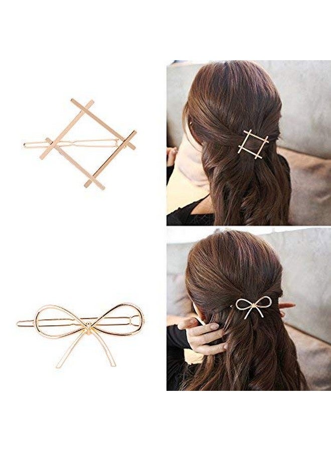SGM 4 Pieces Minimalist Hair Clips Hairpin Hair Clamps, Circle, Triangle, Moon and Infinity Pattern for Women Girls (Gold & Silver) - Image 4
