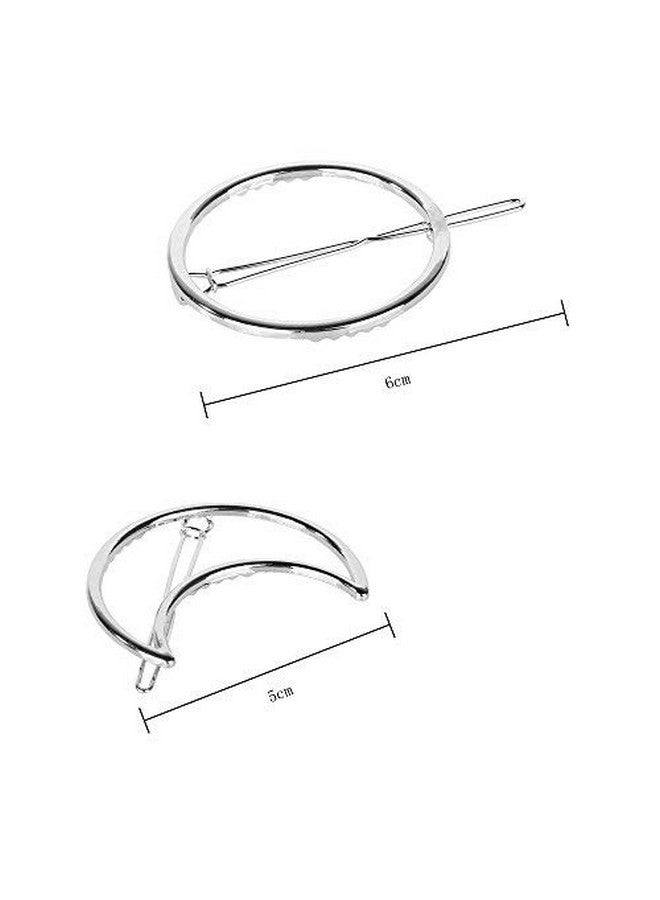 SGM 4 Pieces Minimalist Hair Clips Hairpin Hair Clamps, Circle, Triangle, Moon and Infinity Pattern for Women Girls (Gold & Silver) - Image 3