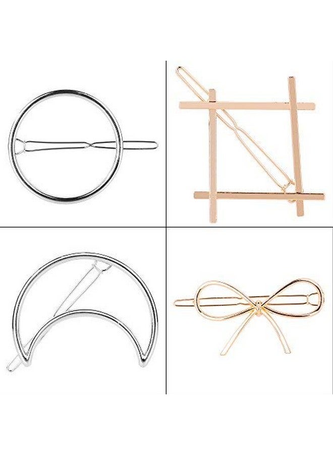SGM 4 Pieces Minimalist Hair Clips Hairpin Hair Clamps, Circle, Triangle, Moon and Infinity Pattern for Women Girls (Gold & Silver) - Image 5