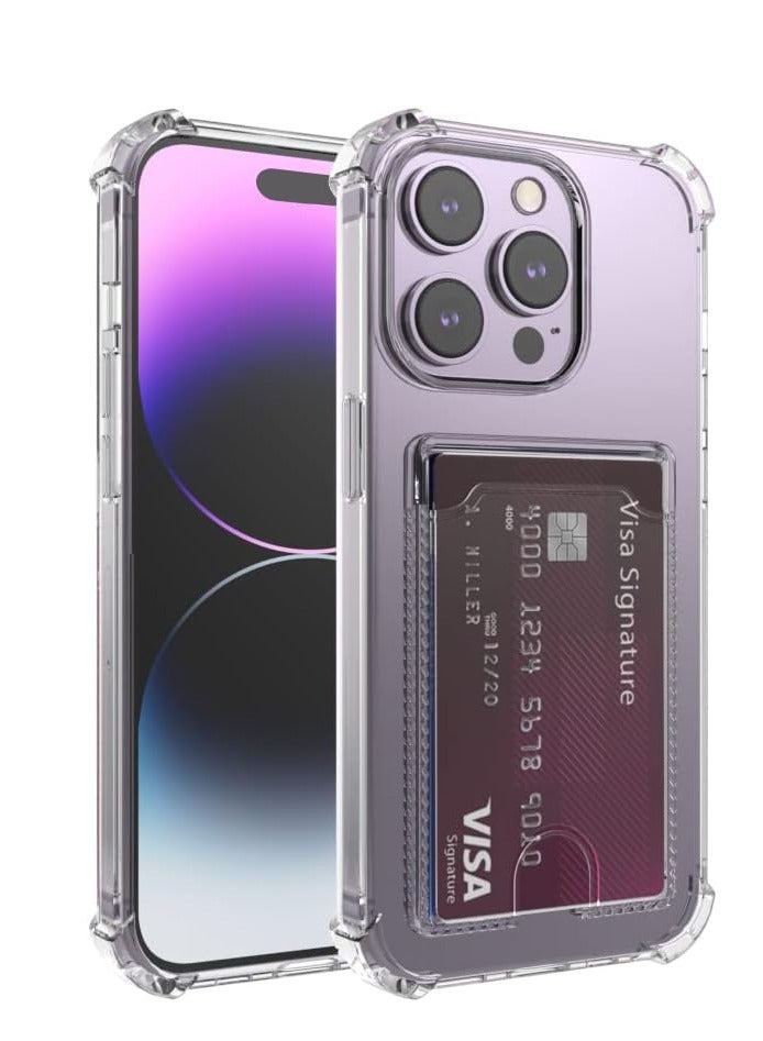 ten.tech TenTech Transparent cover with shockproof corners with card holder - card holder - heat-resistant polyurethane card holder for iPhone 14 Pro Max - transparent  - Image 1