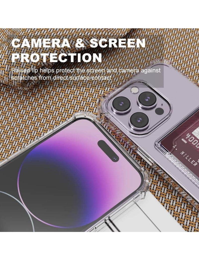 ten.tech TenTech Transparent cover with shockproof corners with card holder - card holder - heat-resistant polyurethane card holder for iPhone 14 Pro Max - transparent  - Image 4