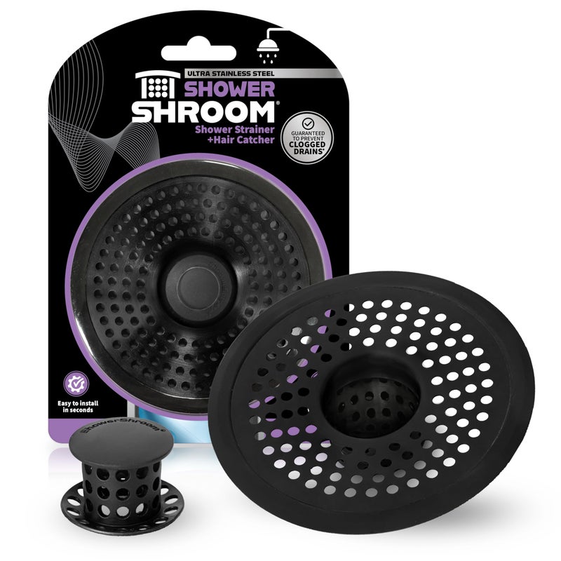 Shower Shroom ShowerShroom Ultra Matte Black Hair Catcher, Stainless Steel Drain Protector, Fits All Shower Drains - Image 1