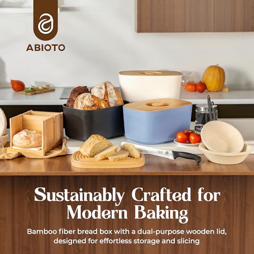 ABIOTO Extra Large Bread Box for Kitchen Countertop with 2 Bread Bags - Sturdy Modern Construction, Ribbed Design Keeps Bread Fresh Longer - Large Sourdough Bread Box with Cutting Board Lid (White) - Image 5