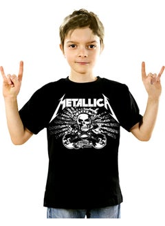 Rock&Roll Metallica Skull Black Short Sleeve Unisex Kids T-Shirt  - Image 1