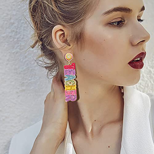 MOLOCH Maestra Teacher Dangle Earrings - Beaded Rhinestone, Back to School Gifts for Teacher Appreciation (Colorful) - Image 3