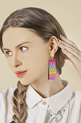 MOLOCH Maestra Teacher Dangle Earrings - Beaded Rhinestone, Back to School Gifts for Teacher Appreciation (Colorful) - Image 2