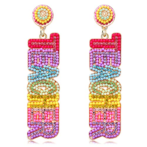 MOLOCH Maestra Teacher Dangle Earrings - Beaded Rhinestone, Back to School Gifts for Teacher Appreciation (Colorful) - Image 1