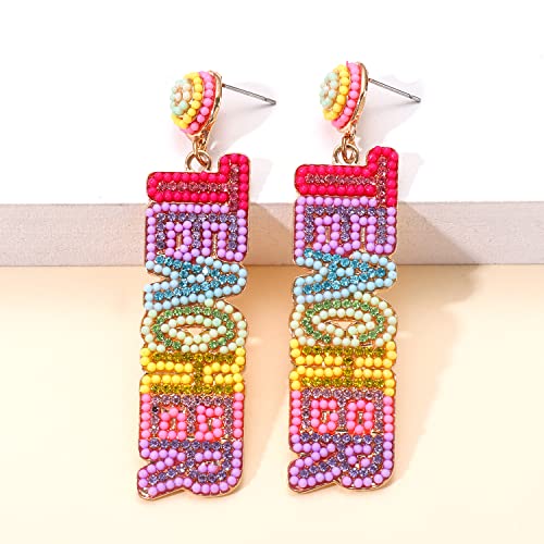 MOLOCH Maestra Teacher Dangle Earrings - Beaded Rhinestone, Back to School Gifts for Teacher Appreciation (Colorful) - Image 5