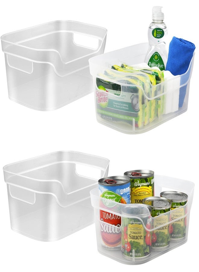 Tribello Open Clear Storage Bins, Closet Shelf Organizer Bins, Small, 9” X 6” X 4”, Pack of 4