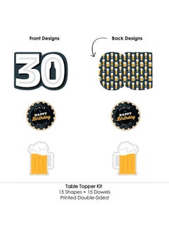Big Dot of Happiness Cheers And Beers To 30 Years 30Th Birthday Party Centerpiece Sticks Table Toppers Set Of 15  - Image 5